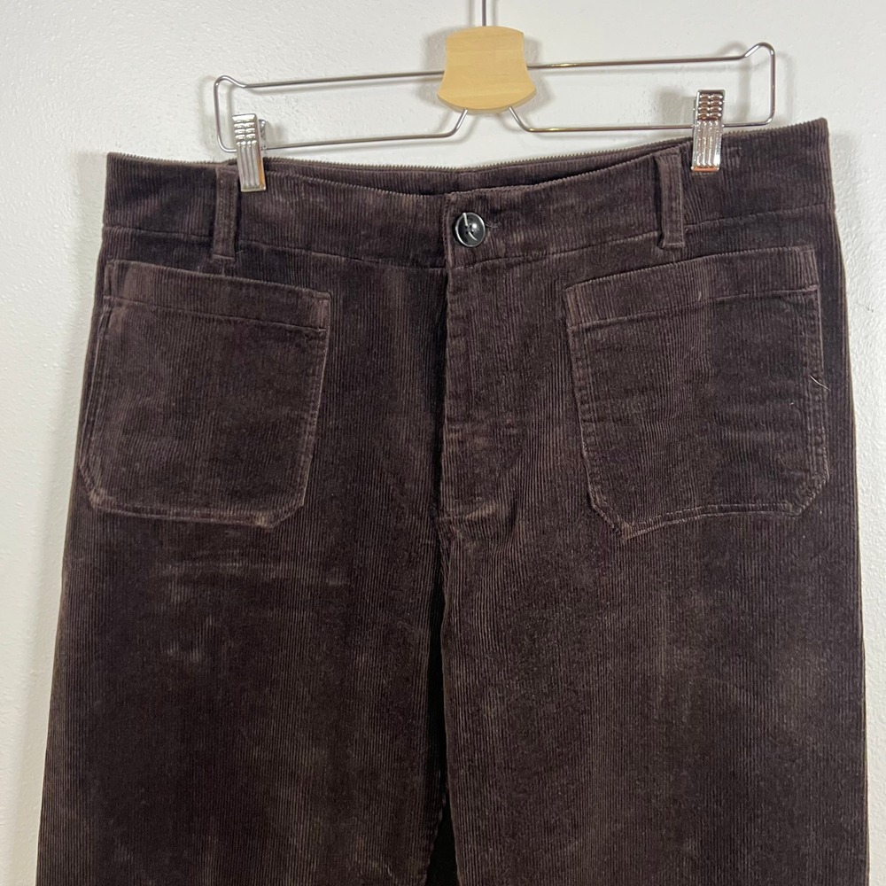 Quince Corduroy Cropped Wide Leg Pants Women's Size 16 Chocolate Brown 36X26.5 - Picture 2 of 9
